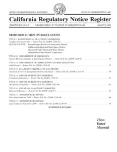 California Regulatory Notice Register 2009, Volume No. 02-Z