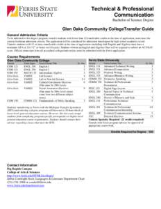 Technical & Professional Communication Bachelor of Science Degree Glen Oaks Community CollegeTransfer Guide General Admission Criteria