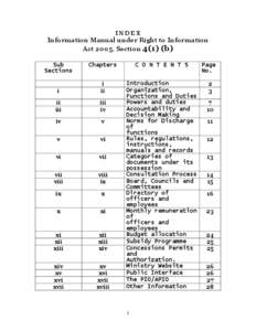 INDEX  Information Manual under Right to Information Act 2005, Section[removed]b) Sub Sections