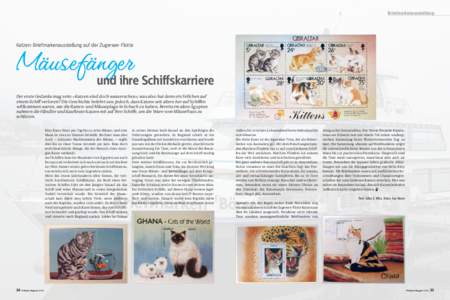 Briefmarkenausstellung  Katzen-Briefmarkenausstellung auf der Zugersee-Flotte Mäusefänger