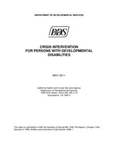 Crisis Intervention Report for Persons with Developmental Disabilities