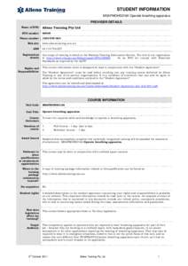 Management / Registered training organisation / Recognition of prior learning / Formative assessment / Self-contained breathing apparatus / Knowledge / Education / Strategic management / Training package