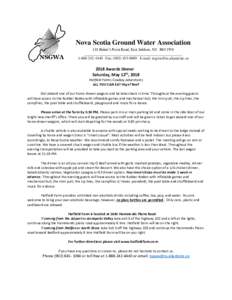 Nova Scotia Ground Water Association 119 Baker’s Point Road, East Jeddore, NS B0J 1W0 ____________________________________________________Fax: (E-mail:   2018 Awards 