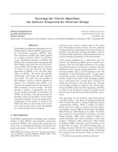 Inverting the Viterbi Algorithm: An Abstract Framework for Structure Design Michael Schnall-Levin [removed] Leonid Chindelevitch