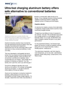 Ultra-fast charging aluminum battery offers safe alternative to conventional batteries