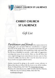 The Anglican Parish of  CHRIST CHURCH ST LAURENCE Railway Suare, Sydney Consecraed 1845