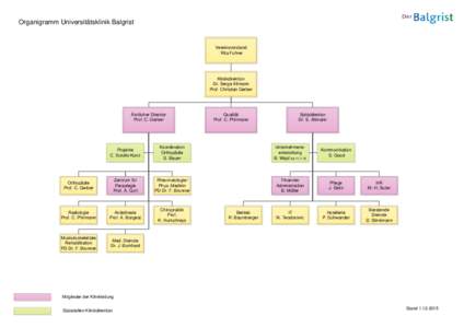 Organigramm Universitätsklinik Balgrist  Vereinsvorstand Rita Fuhrer  Klinikdirektion