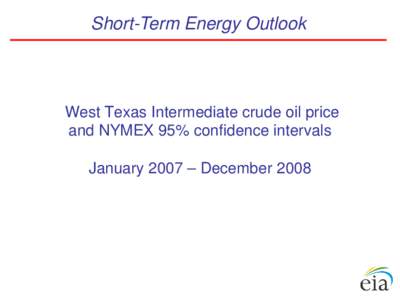 Short-Term Energy Outlook  West Texas Intermediate crude oil price and NYMEX 95% confidence intervals January 2007 – December 2008