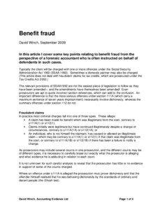 Benefit fraud David Winch, September 2009
