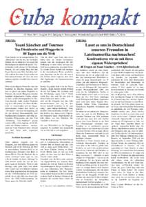 15. März 2013, Ausgabe 101, Jahrgang 8, Herausgeber: Freundschaftsgesellschaft BRD-Kuba e.V., Köln  THEMA THEMA