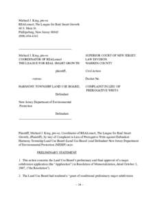 Michael J. King, pro-se REALsmart, The League for Real Smart Growth 68 S. Main St. Phillipsburg, New Jersey[removed]4141