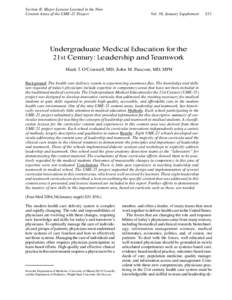 Section II: Major Lessons Learned in the Nine Content Areas of the UME-21 Project Vol. 36, January Supplement  S51