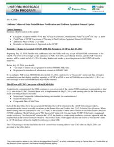 Microsoft Word - Joint GSE UCDP Release Notification and UAD Update May 6 2014_Final .docx