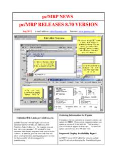 pc/MRP NEWS  pc/MRP RELEASES 8.70 VERSION Auge-mail address: 