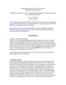 United States District Court, E.D. Tennessee.  Phyllis SHUPTRINE, Plaintiff,  v.  McDOUGAL LITTELL, a division of Houghton Mifflin Company, and R.R Donnelley &  Sons Company, Defendants.   