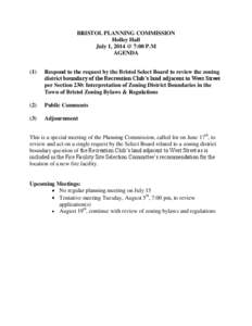 BRISTOL PLANNING COMMISSION Holley Hall July 1, 2014 @ 7:00 P.M AGENDA (1)