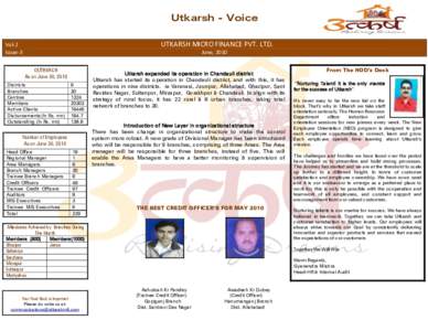 Utkarsh - Voice UTKARSH MICRO FINANCE PVT. LTD. Vol-2 Issue-3