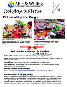 Holiday Bulletin  Pictures of Joy from Congo REVE Kandale Project