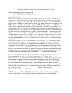 Southern Campaign American Revolution Pension Statements & Rosters Pension Application of William Bradford S39240 Transcribed and annotated by C. Leon Harris County of Sumner Ss. On this 11th day of February 1828 persona