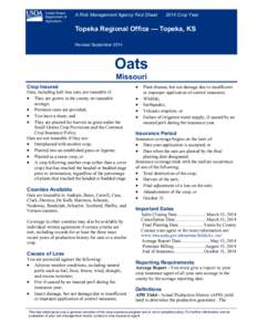 Topeka Regional Office Missouri Oats Fact Sheet
