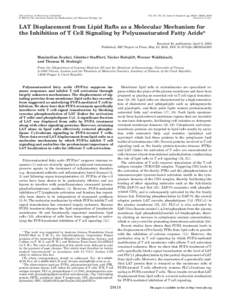 Immune system / Tyrosine kinases / Cell signaling / Membrane biology / Lipid raft / Lck / Linker of activated T cells / Jurkat cells / ZAP70 / Biology / Cell biology / T cells