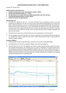 Lincoln University Dairy Farm - Farm Walk notes