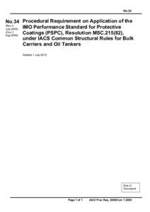 No.34  No.34 Procedural Requirement on Application of the (Rev.0 (cont’d) IMO Performance Standard for Protective