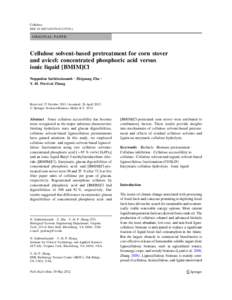 Cellulose DOI[removed]s10570[removed]z ORIGINAL PAPER  Cellulose solvent-based pretreatment for corn stover