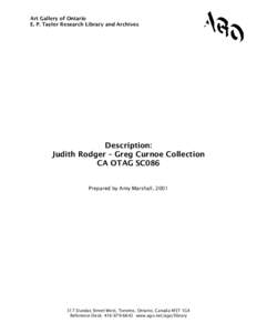 Description: Judith Rodger – Greg Curnoe Collection CA OTAG SC086