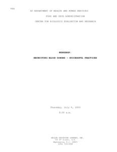 Meeting Transcript - Workshop: Recruiting Blood Donors - Successful Practices