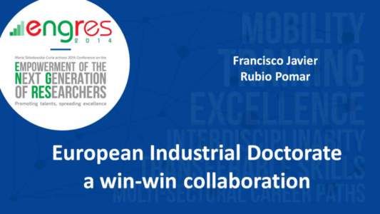 European Industrial Doctorate a win-win collaboration –  Content: 18 Slides (15 – 20 min) Cover, index, contact, Conference anouncement & end: Info about GSK DDW: Industrial Doctorate: