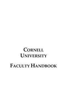 CORNELL UNIVERSITY FACULTY HANDBOOK CORNELL UNIVERSITY