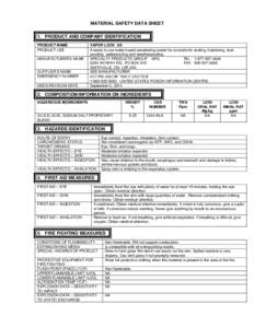 MATERIAL SAFETY DATA SHEET 1. PRODUCT AND COMPANY IDENTIFICATION PRODUCT NAME PRODUCT USE MANUFACTURER’S NAME SUPPLIER’S NAME