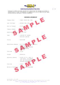 1 / 6 Although all efforts has been carried out to ensure that the information provided is accurate and up to date, the Registrar of Companies will not be liable for any losses arising from any inaccurate or omitted info