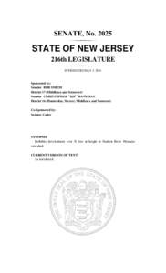 SENATE, No[removed]STATE OF NEW JERSEY 216th LEGISLATURE INTRODUCED MAY 5, 2014