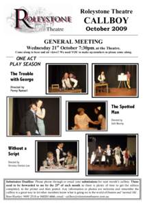 Roleystone Theatre  CALLBOY OctoberGENERAL MEETING