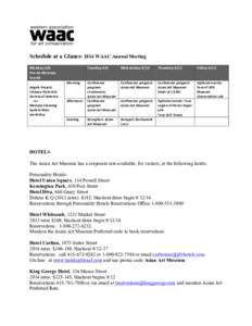 Schedule at a Glance: 2014 WAAC Annual Meeting Monday	
  9/8	
   Pre-­‐Conference	
   Events	
    	
  