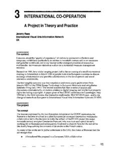 3  INTERNATIONAL CO-OPERATION A Project in Theory and Practice  Jeremy Rees