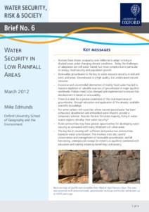 WATER SECURITY, RISK & SOCIETY Brief No. 6 Water Security in