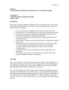 Stanton 65 Section V CASE STUDIES OF REENACTOR EVENTS AT NATIONAL PARKS Case Study A “Battle Road 1999” at Minute Man NHP