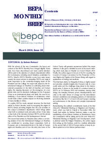 BEPA MONTHLY BRIEF Contents