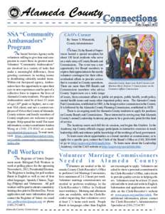 Alameda County July/August 2012 SSA “Community Ambassadors” Program