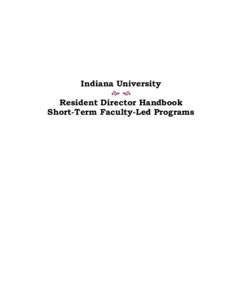 Indiana University  Resident Director Handbook Short-Term Faculty-Led Programs  IU Office of Overseas Study