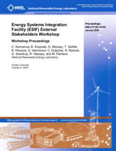 Energy Systems Integration Facility (ESIF) External Stakeholders Workshop: Workshop Proceedings