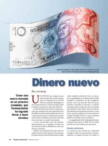 Ilustración fotográfica del nuevo billete turcomano de 10 manats, en el que figura el retrato del destacado poeta nacional Magtymguly Pyragy. Dinero nuevo Åke Lönnberg