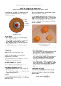 Earthlearningidea - http://www,earthlearningidea.com/  From an orange to the whole Earth Using an orange to model different densities of the Earth’s layers This activity uses an orange as a model to show the evidence f