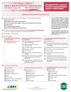 DOCUMENTATION CHECKLIST CGS Administrators, LLC •  DME MAC Jurisdiction C