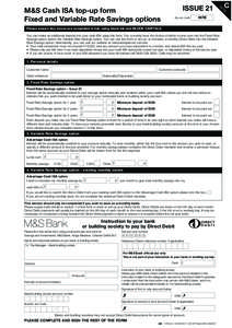 M&S Cash ISA top-up form Fixed and Variable Rates Savings option