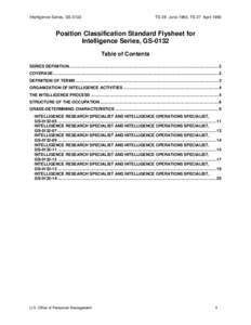 POSITION CLASSIFICATION STANDARD FOR INTELLIGENCE SERIES, GS-0132