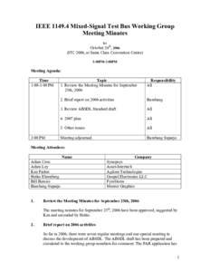 IEEE[removed]Mixed-Signal Test Bus Working Group Meeting Minutes for October 26th, 2006 (ITC 2006, at Santa Clara Convention Center)
